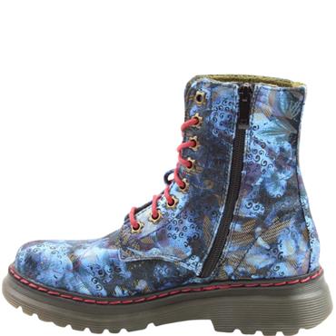 HEAVENLY FEET WOMENS ZIP LACE ANKLE BOOT - BLUE VELOUR